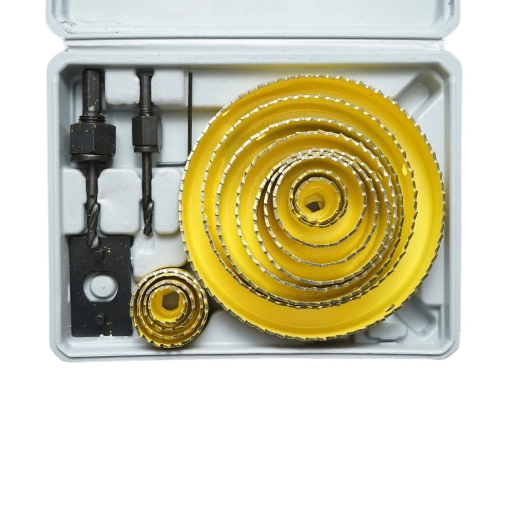 Set di 13 punte circolari da 19-127 mm per cartongesso, legno, PVC 17 pezzi