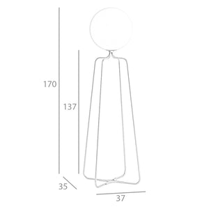 Lampada da terra in acciaio dorato e vetro bianco