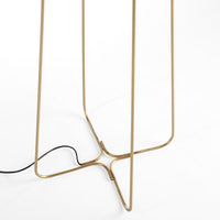 Lampada da terra in acciaio dorato e vetro bianco