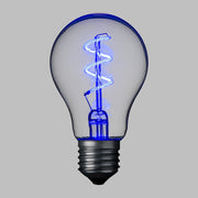 Lampada E27 36V goccia spirale blu Ø60mm