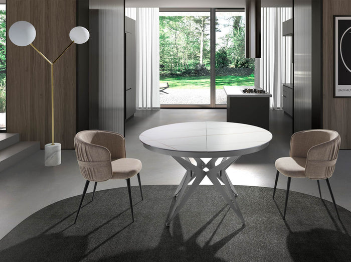 Lampada da terra in marmo bianco, acciaio dorato e vetro bianco