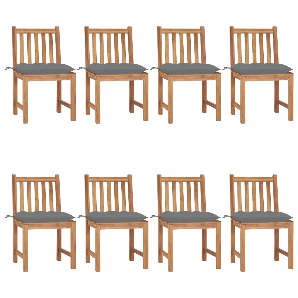 Sedie da Giardino con Cuscini 8 pz in Legno Massello di Teak cod mxl 7352