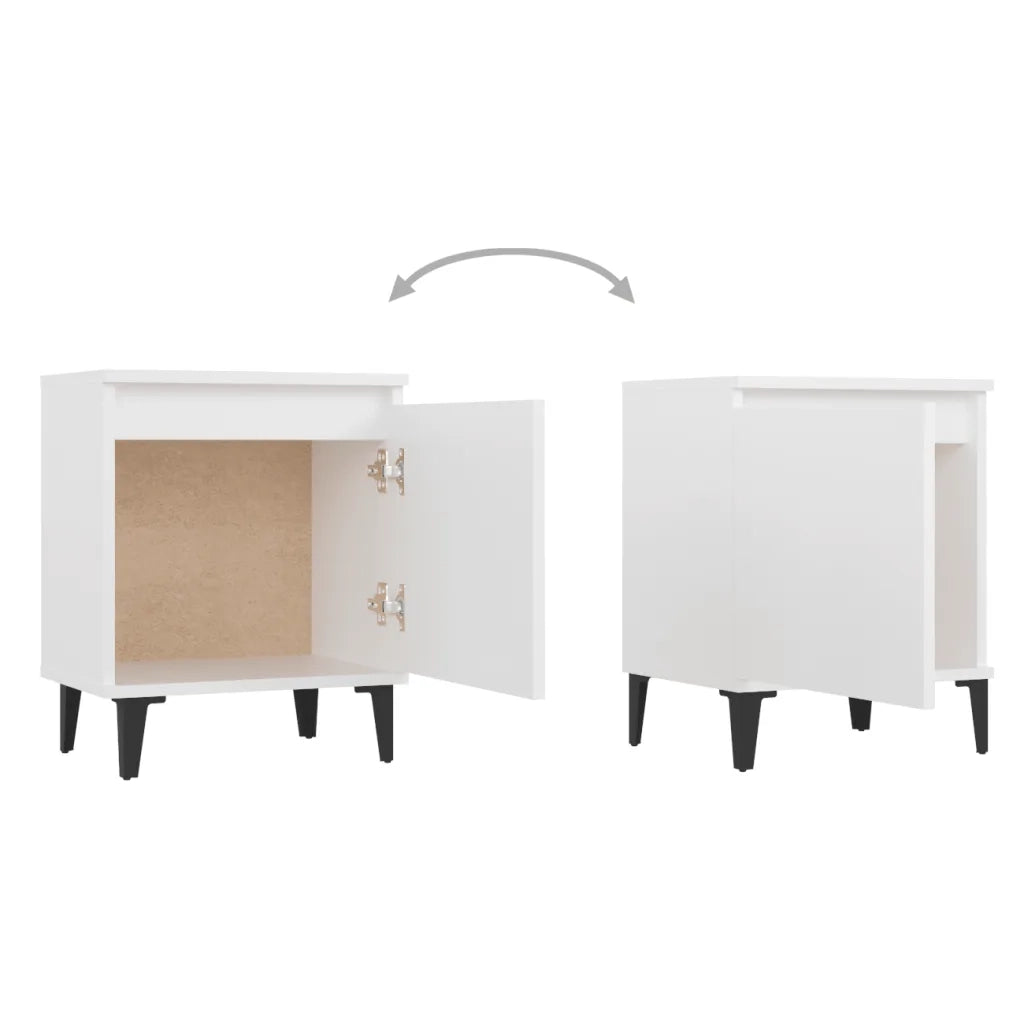Comodino | Armadio da Notte | Mobiletto da notte con Gambe in Metallo Bianco 40x30x50 cm
