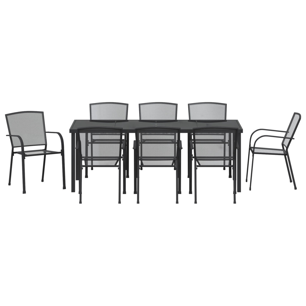 Set da Pranzo da Giardino 9 Pezzi Acciaio Antracite