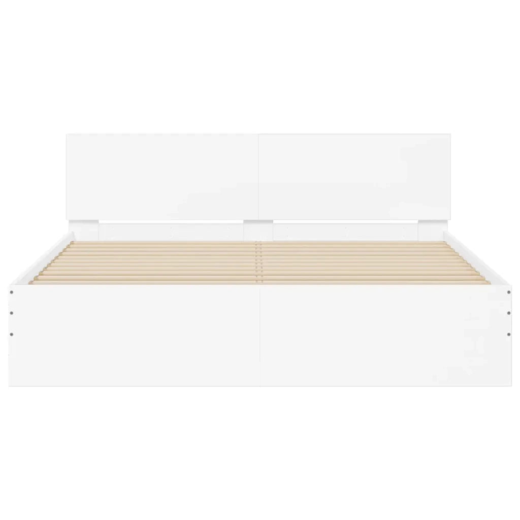 Giroletto con Testiera e LED-Struttura Letto con testiera Bianco 150x200 cm 335007