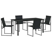 Set da Pranzo per Giardino 5 pz | Set Salotto da Giardino Nero Textilene e Acciaio
