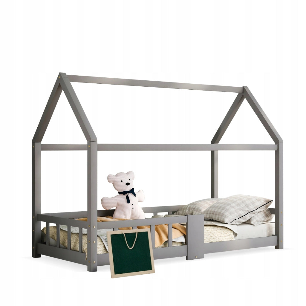 Letto singolo per bambini in legno 90x200 - Xylo - Grigio con pannello