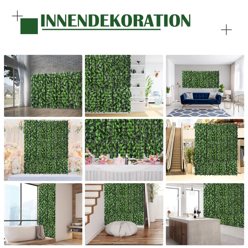 Siepe artificiale, pianta rampicante artificiale, decorazione per esterni, aspetto realistico, 300 cm x 100 cm, verde scuro
