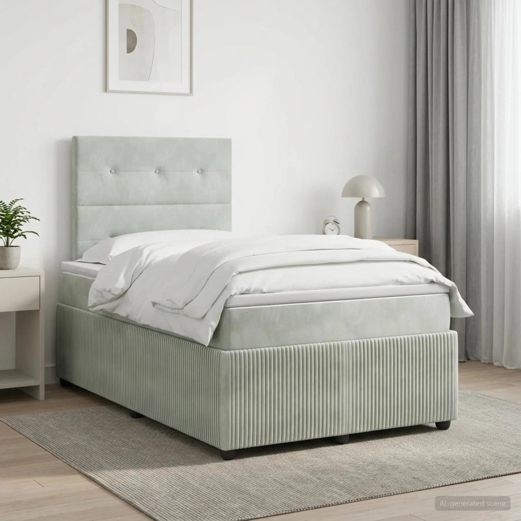 Letto box spring con materasso Grigio Chiaro 120 x 190 cm 3454565