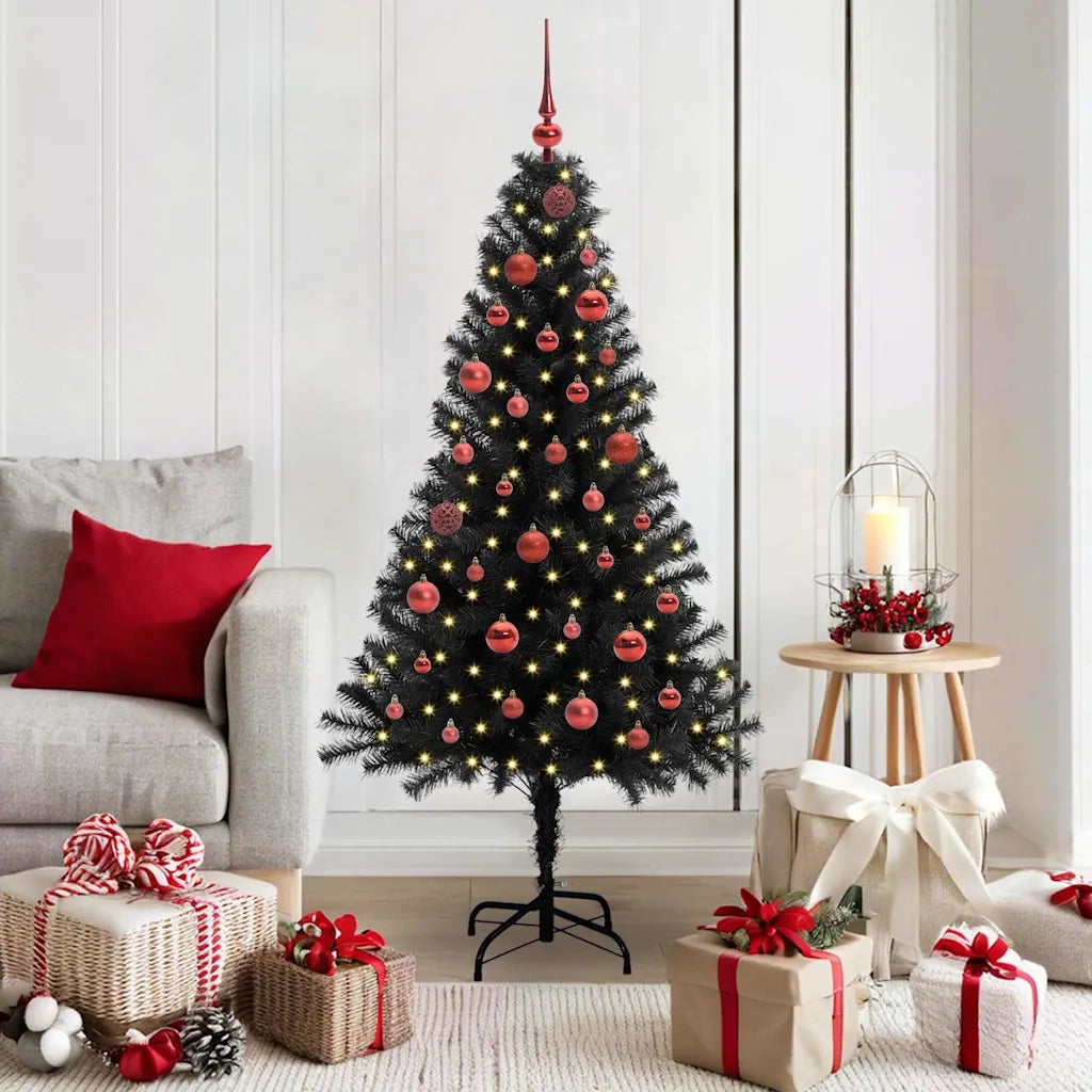 Albero di Natale con 150 LED con supporto Nero 150 cm PVC 3396465