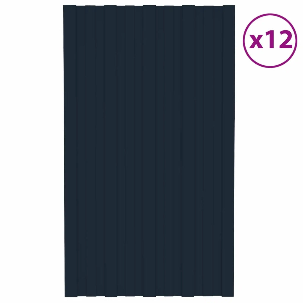 Pannello per tetto 12 pz Antracite 80 x 45 cm Acciaio zincato CFW6157976