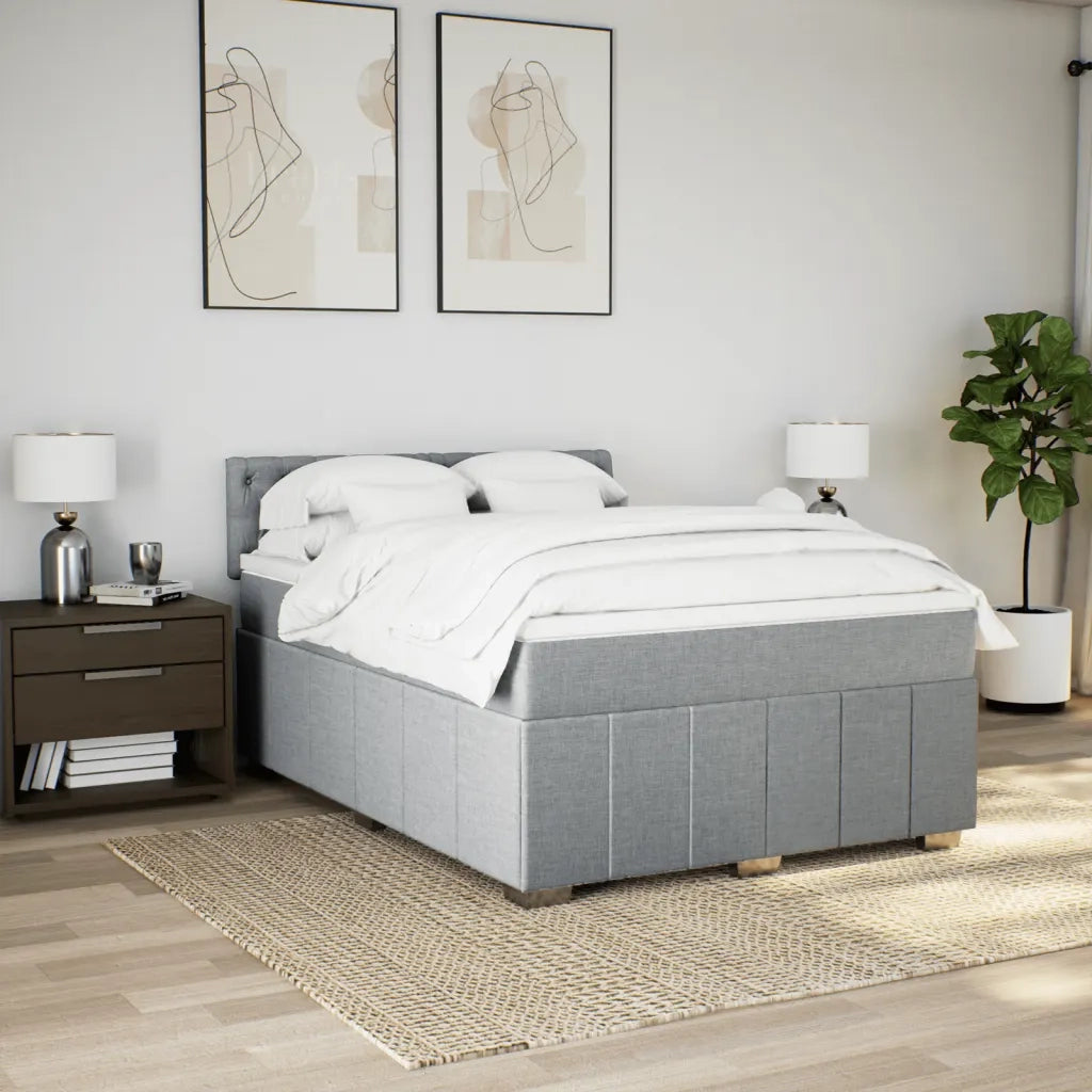 Giroletto a Molle con Materasso Grigio Chiaro 140x200cm Tessuto