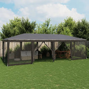 Tenda per Feste con 12 Pareti in Rete-Tenda da campeggio Antracite 8x4 m in HDPE
