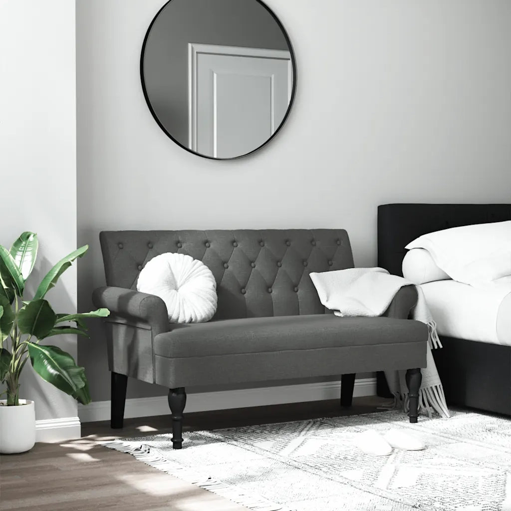Panca con schienale grigio scuro 120x62x75,5 cm in tessuto CFW6990908