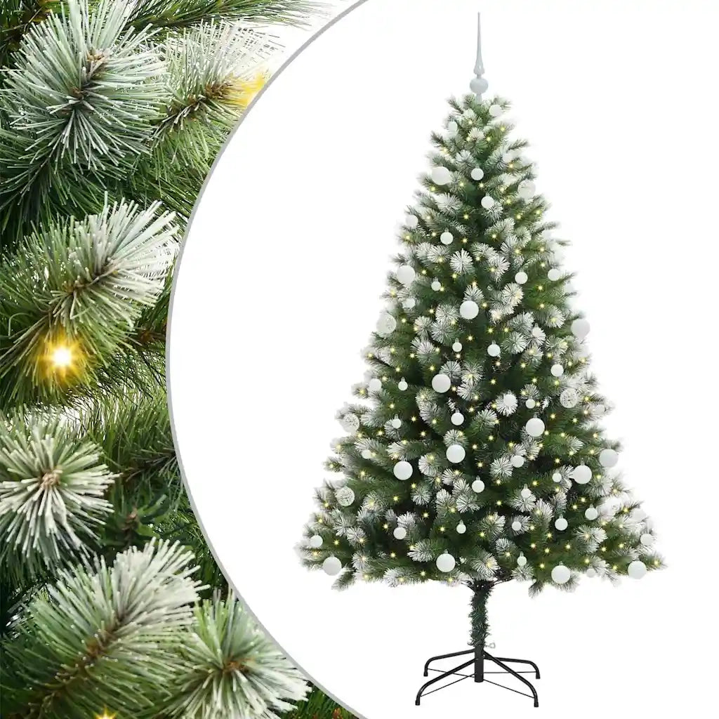 Albero di Natale Artificiale a Cerniera-Albero Natalizio con neve fioccata 754257