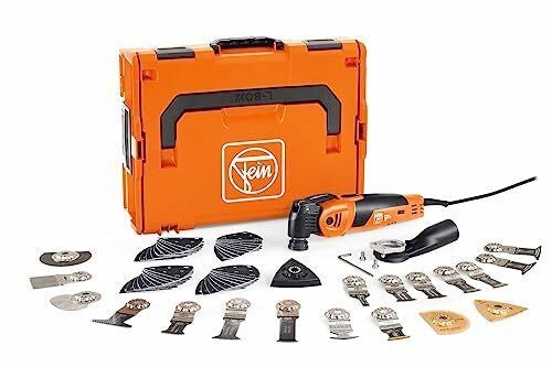 FEIN 72296864000 Multimaster MM 700 Max Top Utensile multifunzione oscillante 450 W con 60 accessori attacco StarlockMax QuickIN colore Arancione e Nero