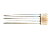 Spiedi per barbecue in acciaio inossidabile lunghi 74 cm con manico in legno per carne pesce verdure 6 pz