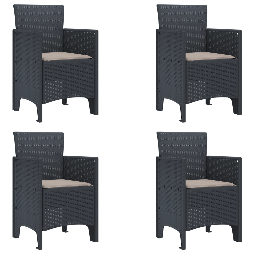 Set pranzo giardino 5 pezzi con cuscini Antracite Polirattan
