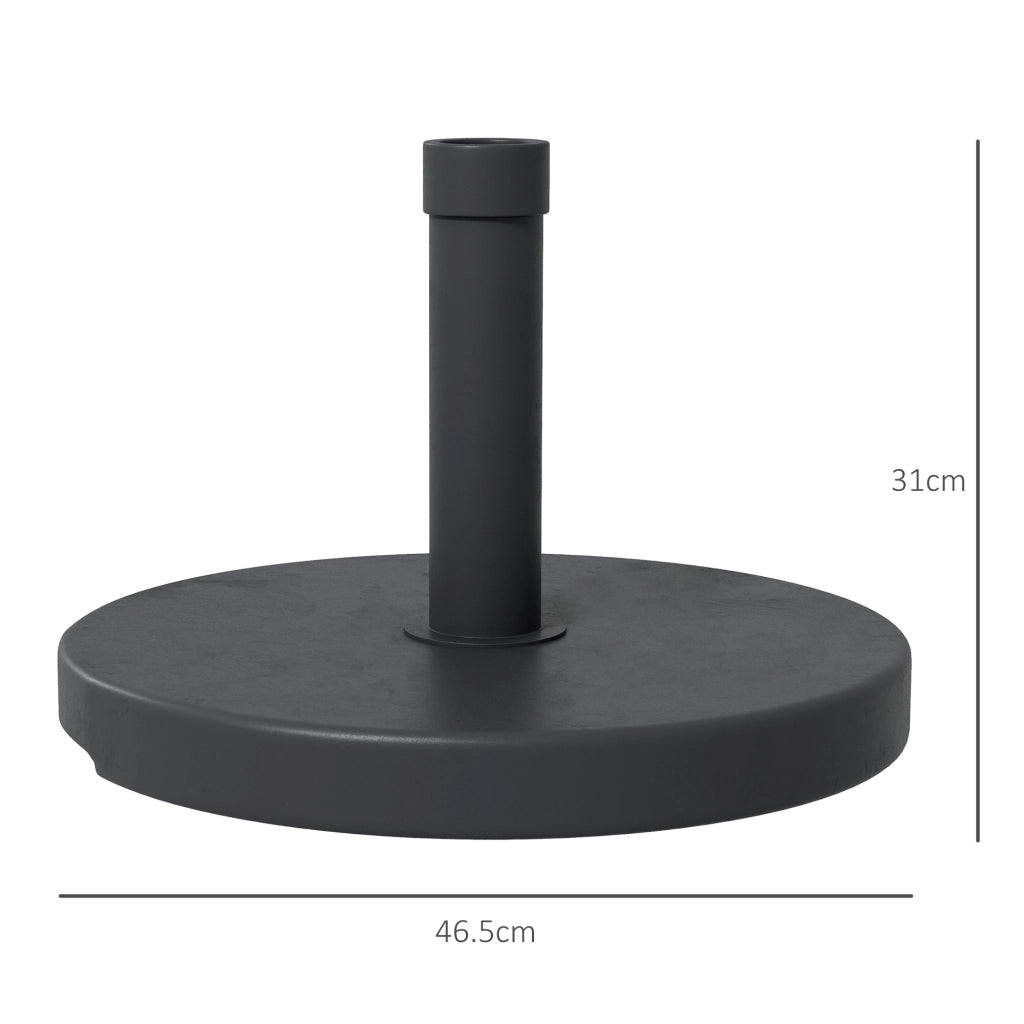 Base per Ombrellone da 15kg Rotonda per Pali da ?24-38mm, Plastica e Cemento, ?46.5 cm, Nero