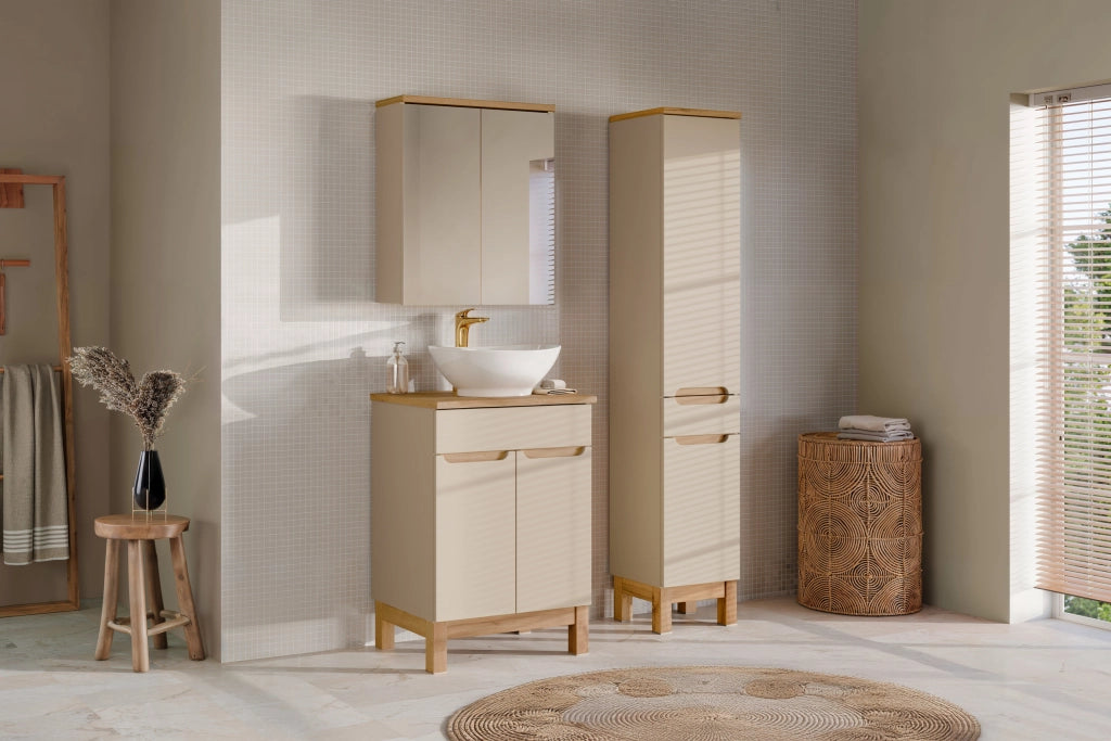 Set mobili bagno 60 cm con piano e Szafką wysoką Bali Cashmere 60 x 1401 x 46 cm