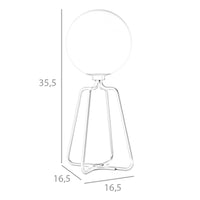 Lampada da tavolo in acciaio dorato e vetro bianco