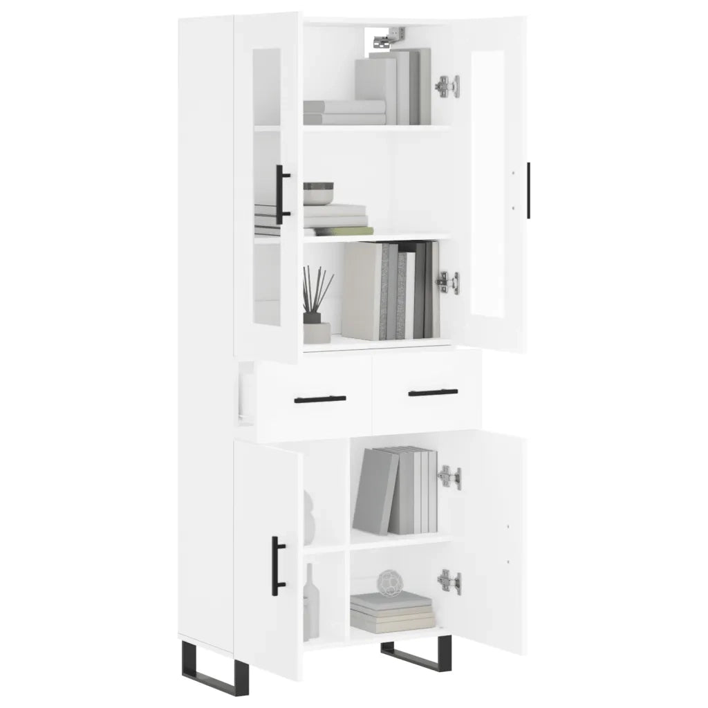 Credenza-Buffet-Armadio da cucina Bianca 69,5x34x180 cm in Legno Multistrato 679408