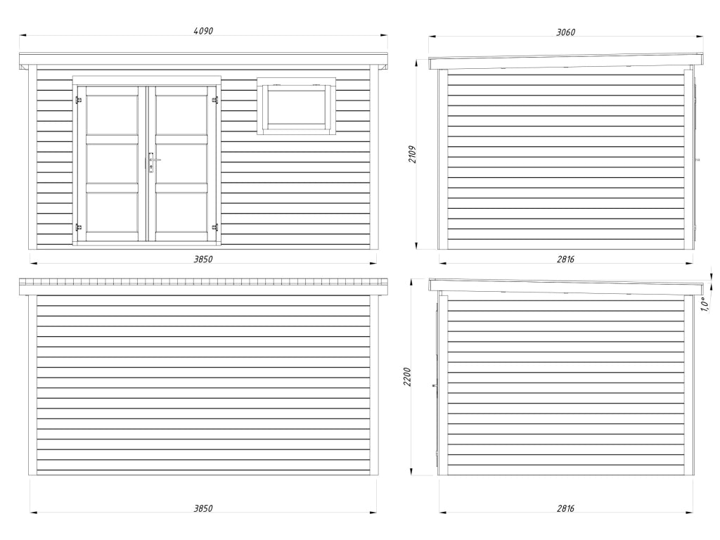 Casetta in legno non trattato Lya B 385X282