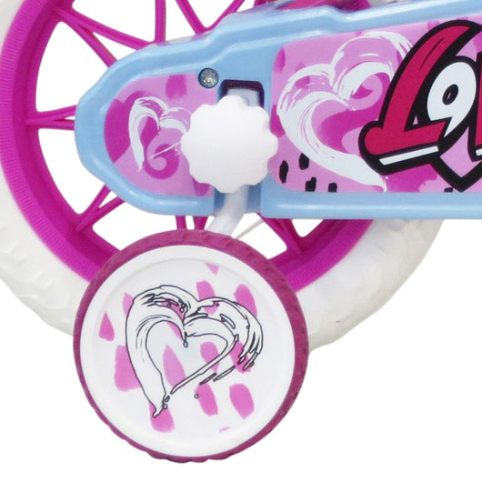 SCH HEART 12", bicicletta per bambini, adatta a bambini tra i 3 e i 5 anni, per altezza tra 85 e 105 cm, cestino, trombe
