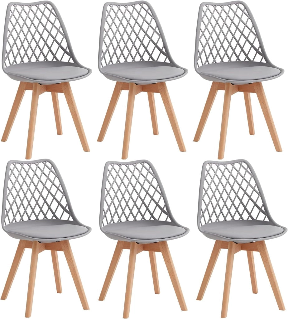 GrandCA HOME Set di 8 Sedie da Pranzo, Sedie da Cucina Moderne con Seduta Rivestita in pelle e Gambe in Faggio, Adatte a Cucine e Sale da Pranzo - Kaki