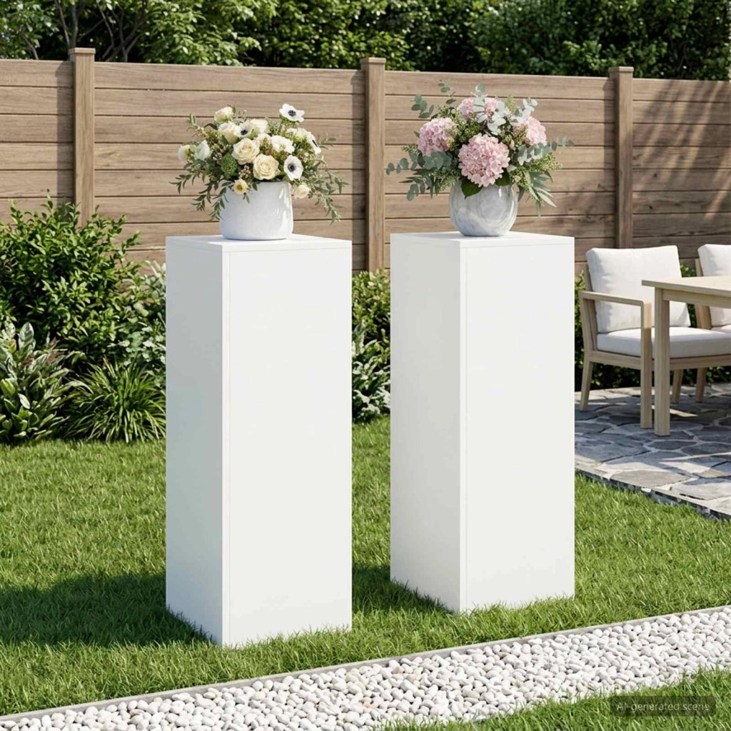 Supporto per piante 2 pcs Bianco 30 x 30 x 80 cm Acciaio 8012491
