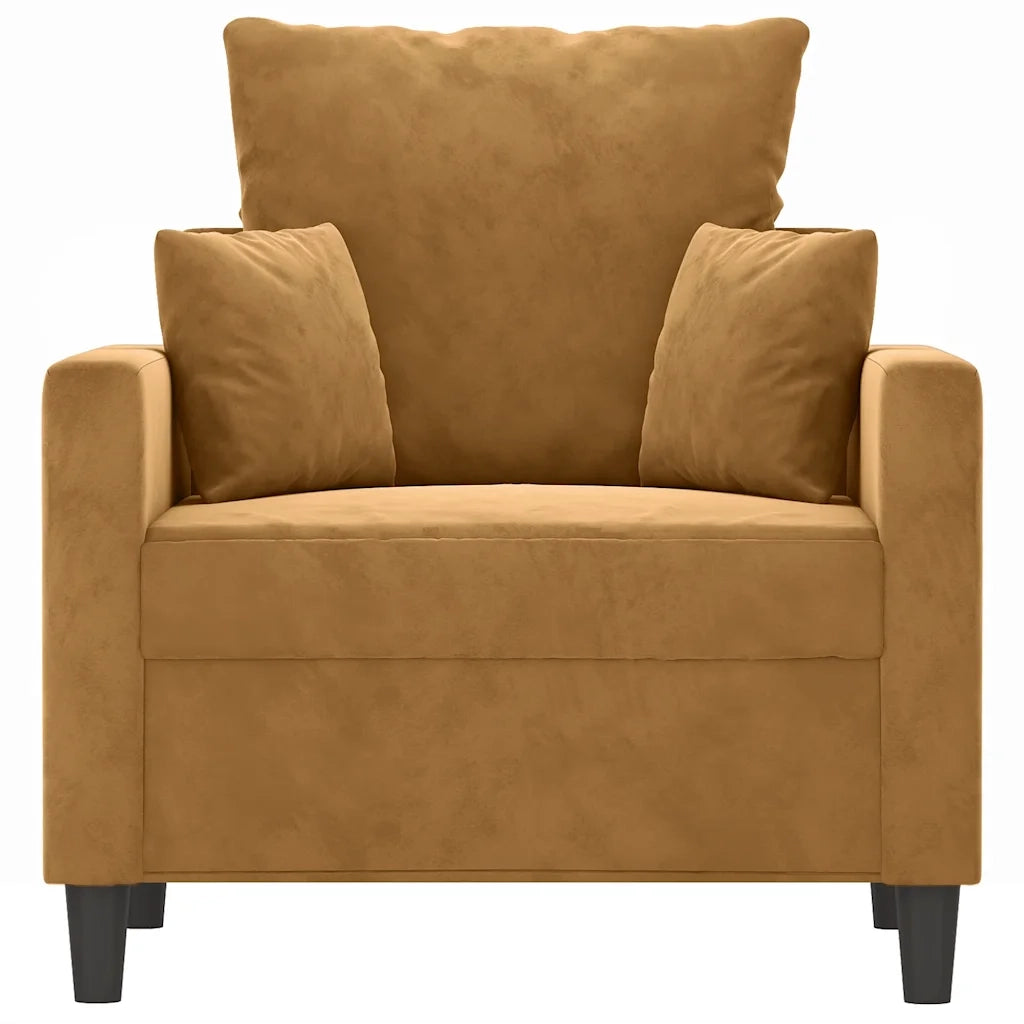 Poltrona-Divano Sedia-Poltroncina Marrone 60 cm Velluto 866548