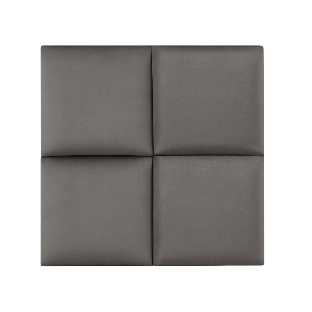 Set Carpino di 4 Pannelli Murali Imbottiti Rivestiti in Tessuto Velluto Grigio Scuro 30x30 cm [neu.haus]