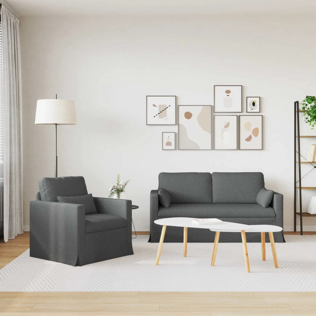 Set di divani 2 pcs Grigio scuro 158 x 78 x 80 cm Tessuto