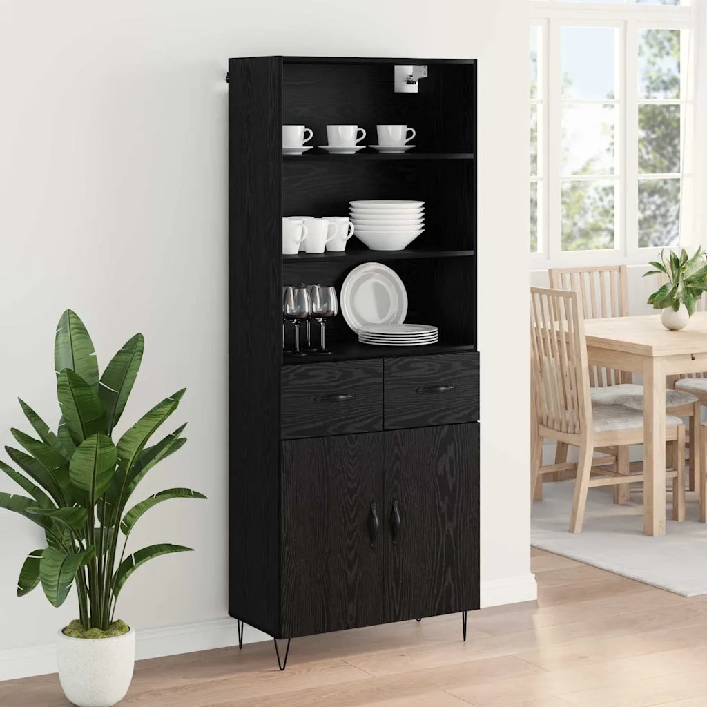 Credenza con cassetto 2 pcs Rovere Nero Legno multistrato 3416172