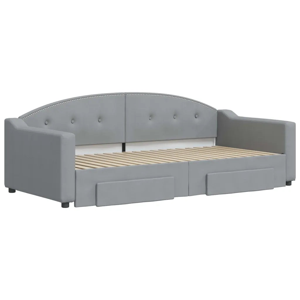 Divano Letto Estraibile Cassetti Grigio Chiaro 90x190cm Tessuto 3197576