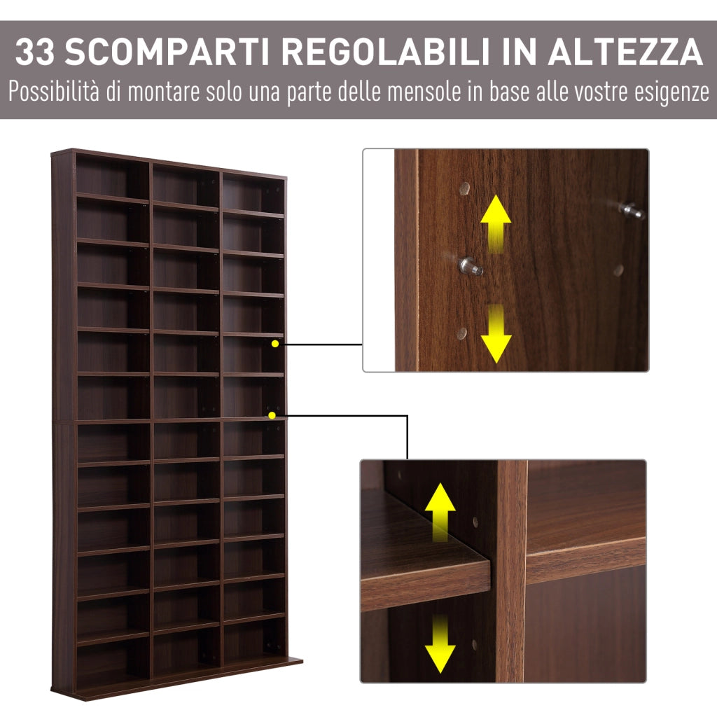 Mobile Porta CD con 36 Scomparti ¨C zephmum ¨C 102x23.5x195 cm, Legno, Marrone