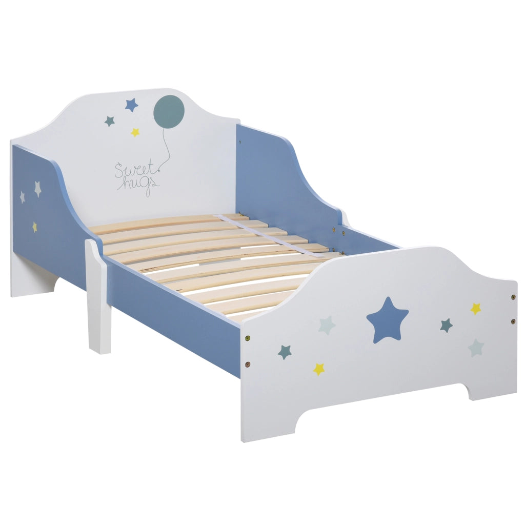 Letto per Bambini con Stampa Stelle ¨C Zephmum ¨C Legno 143x74x59 cm Blu e Bianco