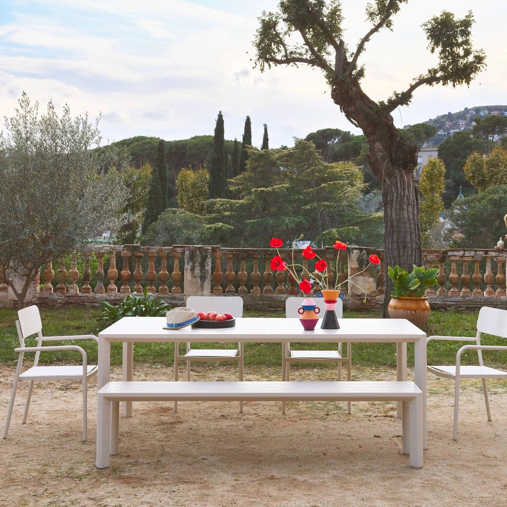 Tavolo da giardino in alluminio, 8 posti, beige