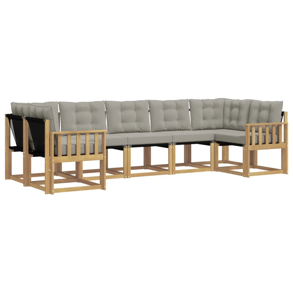 Set di divani da esterno 7 pcs Bianco e Grigio Chiaro