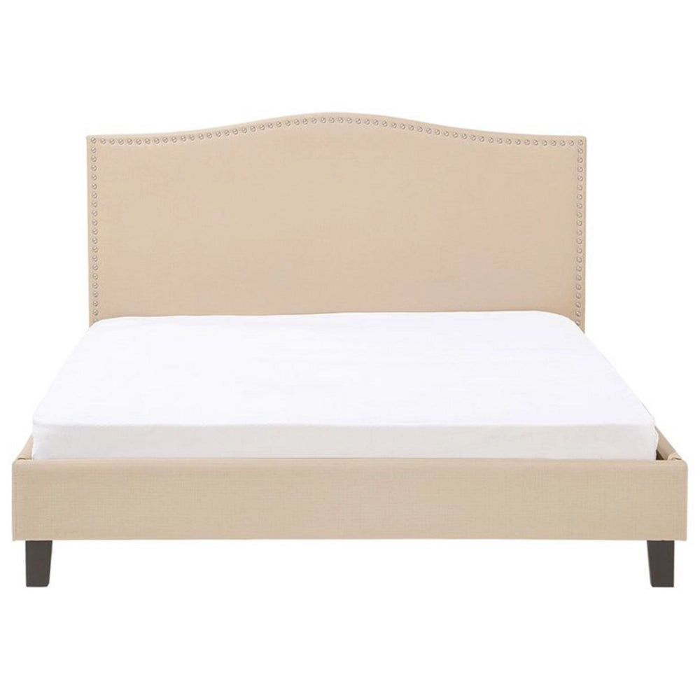 Struttura del letto in poliestere beige imbottito 180 x 200 cm Design tradizionale