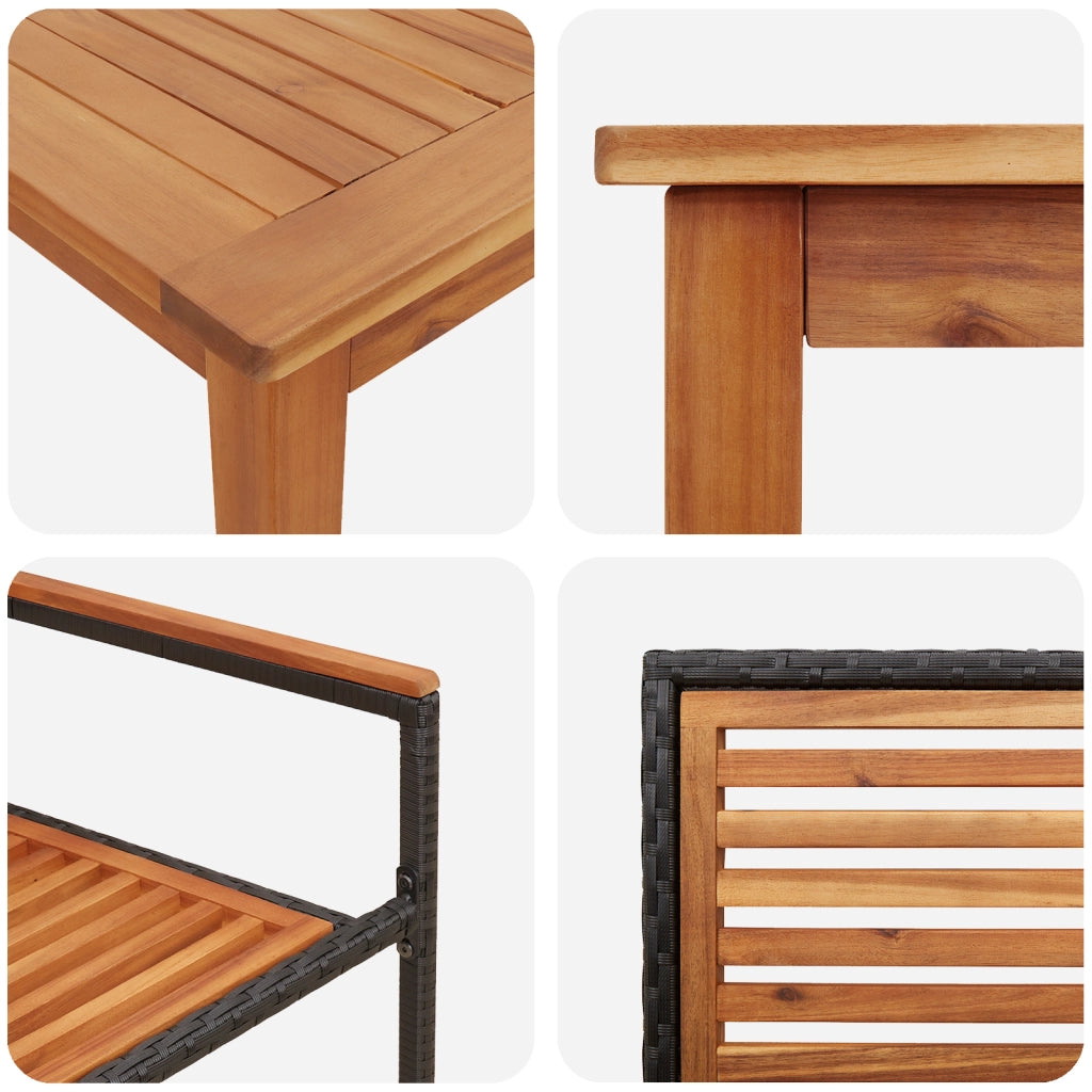Set da pranzo da giardino  9 pezzi Nero Polyrattan Acacia