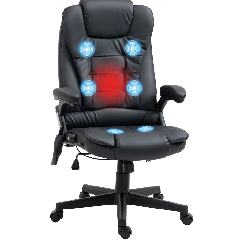 Poltrona da ufficio ergonomica con massaggio, nera