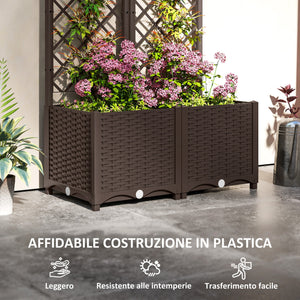 Fioriera con Traliccio per Rampicanti 80x40x135 cm 8 Fori di Drenaggio in PP Marrone