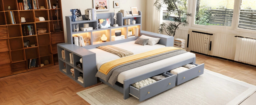 divano letto multifunzione mdf grigio 115 x 230 cm