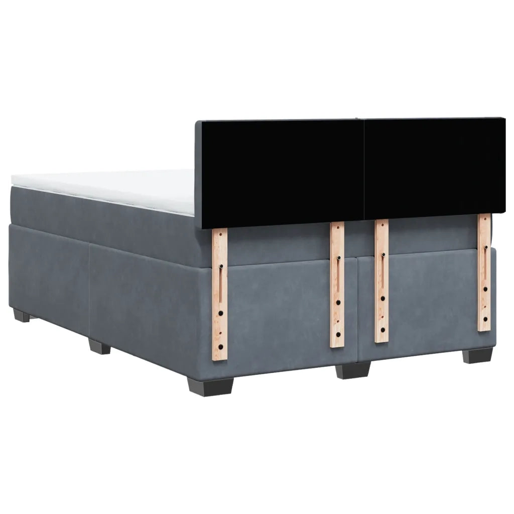 Giroletto a Molle con Materasso Grigio Scuro 140x190 cm Velluto