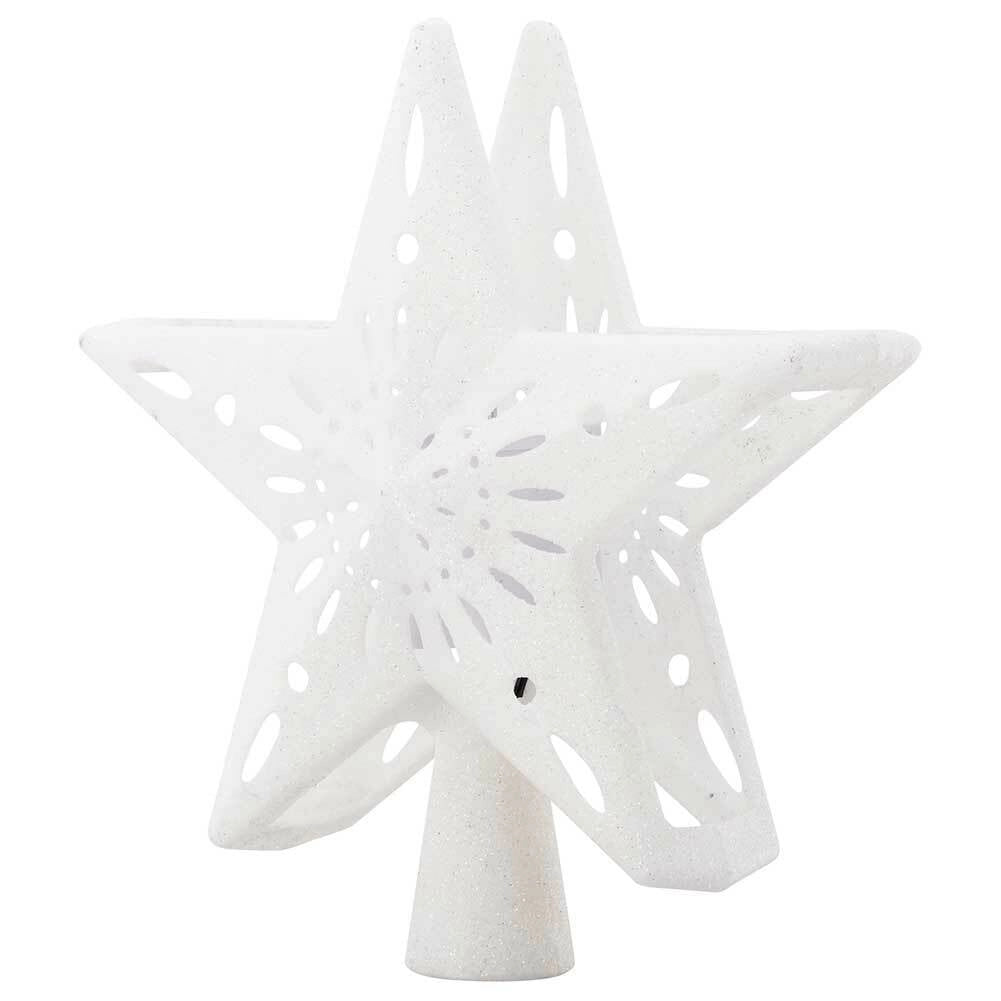 Puntale Proiettore LED per Albero di Natale Forma Stella Bianco Gioco di Luce