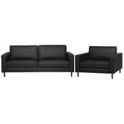 Set Divani In Pelle Nera Divano 3 Posti Poltrona Minimalista Moderno