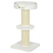 Albero per gatti da 91 cm con cuccia e piattaforma in lana d'agnello color crema.
