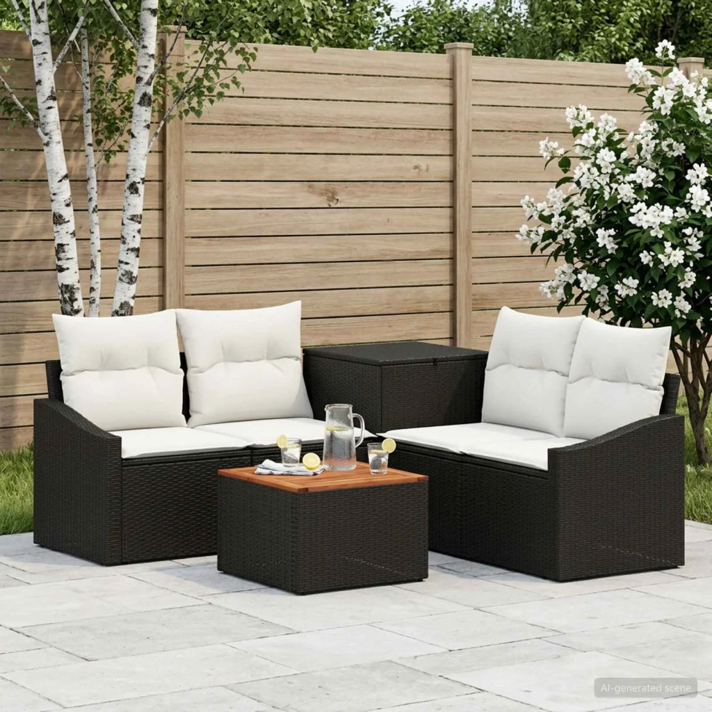 Set di divani 6 pz Nero e Bianco Crema 3447290