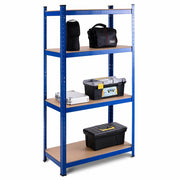 Scaffale 4 ripiani in metallo per magazzino garage capannoni uffici 40x80x160cm Carico 520kg Blu